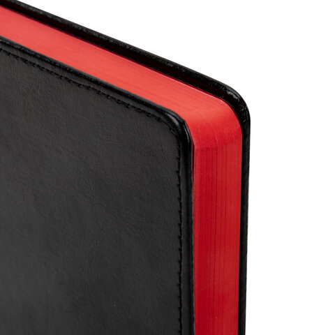 Ежедневник недатированный А5, 148x218 мм, BRAUBERG "Inspiration", под кожу, застежка, цветной срез, 160 листов, черный, 118648 - фото 4