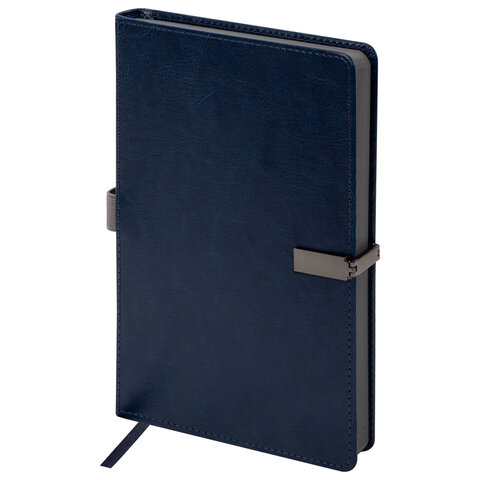 Ежедневник недатированный А5, 148x218 мм, BRAUBERG "Inspiration", под кожу, застежка, цветной срез, 160 листов, синий, 118649 - фото 2