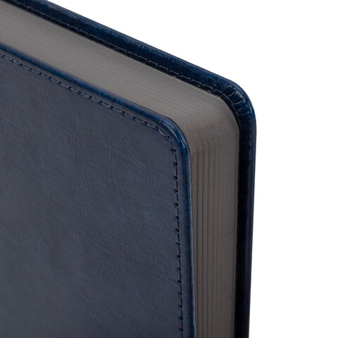 Ежедневник недатированный А5, 148x218 мм, BRAUBERG "Inspiration", под кожу, застежка, цветной срез, 160 листов, синий, 118649 - фото 4