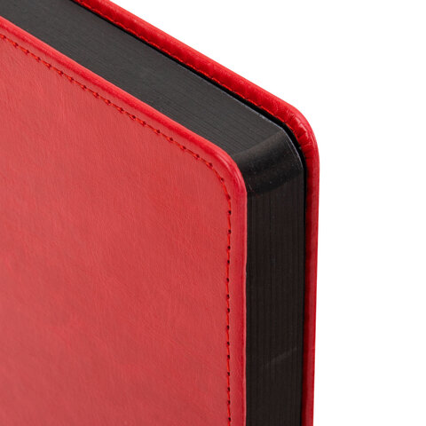 Ежедневник недатированный А5, 148x218 мм, BRAUBERG "Inspiration", под кожу, застежка, цветной срез, 160 листов, красный, 118650 - фото 4