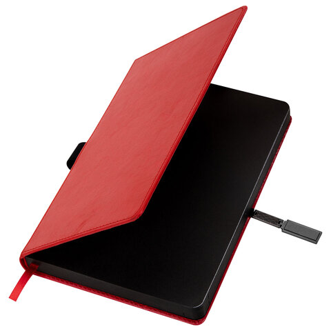 Ежедневник недатированный А5, 148x218 мм, BRAUBERG "Inspiration", под кожу, застежка, цветной срез, 160 листов, красный, 118650 - фото 8