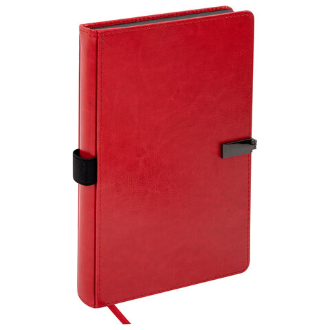 Ежедневник недатированный А5, 148x218 мм, BRAUBERG "Inspiration", под кожу, застежка, цветной срез, 160 листов, красный, 118650 - фото 5