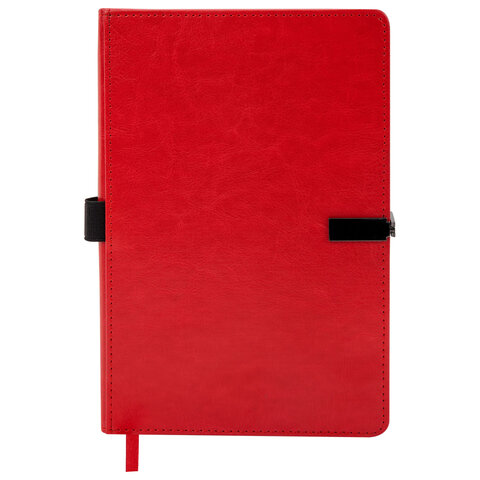 Ежедневник недатированный А5, 148x218 мм, BRAUBERG "Inspiration", под кожу, застежка, цветной срез, 160 листов, красный, 118650 - фото 3