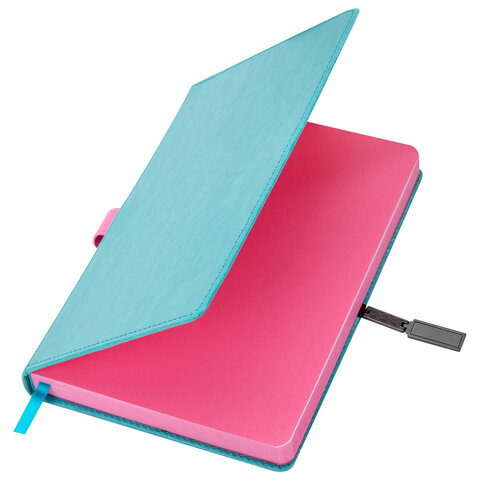 Ежедневник недатированный А5, 148x218 мм, BRAUBERG "Inspiration", под кожу, застежка, цветной срез, 160 листов, бирюзовый, 118651 - фото 8