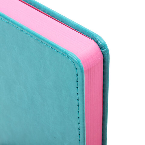 Ежедневник недатированный А5, 148x218 мм, BRAUBERG "Inspiration", под кожу, застежка, цветной срез, 160 листов, бирюзовый, 118651 - фото 4