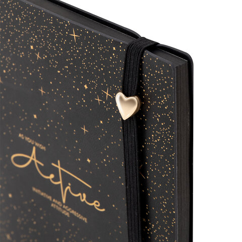 Блокнот B6, 130x185 мм, BRAUBERG "Stellar", под кожу, 80 листов, фольга, резинка, клетка, черный, 118652 - фото 3