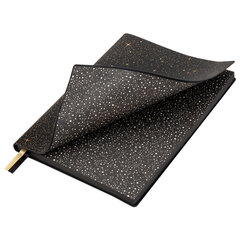 Блокнот B6, 130&times;185 мм, BRAUBERG &laquo;Stellar&raquo;, под кожу, 80 листов, фольга, резинка, клетка, черный, 118652