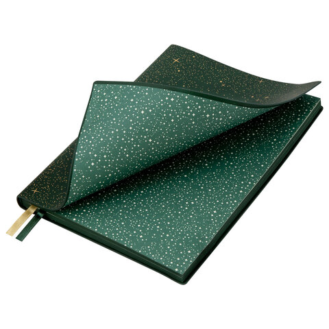 Блокнот B6, 130x185 мм, BRAUBERG "Stellar", под кожу, 80 листов, фольга, резинка, клетка, зеленый, 118653 - фото 5