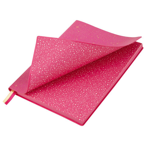Блокнот B6, 130x185 мм, BRAUBERG "Stellar", под кожу, 80 листов, фольга, резинка, клетка, розовый, 118654 - фото 5