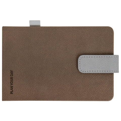 Еженедельник недатированный МАЛЫЙ ФОРМАТ 105х158 мм, BRAUBERG "Modern" под кожу, застежка, 64 листа, коричневый, 118657 - фото 2