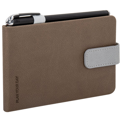 Еженедельник недатированный МАЛЫЙ ФОРМАТ 105х158 мм, BRAUBERG "Modern" под кожу, застежка, 64 листа, коричневый, 118657 - фото 6