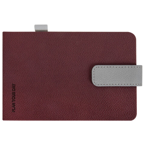 Еженедельник недатированный МАЛЫЙ ФОРМАТ 105х158 мм, BRAUBERG "Modern" под кожу, застежка, 64 листа, бордовый, 118658 - фото 2