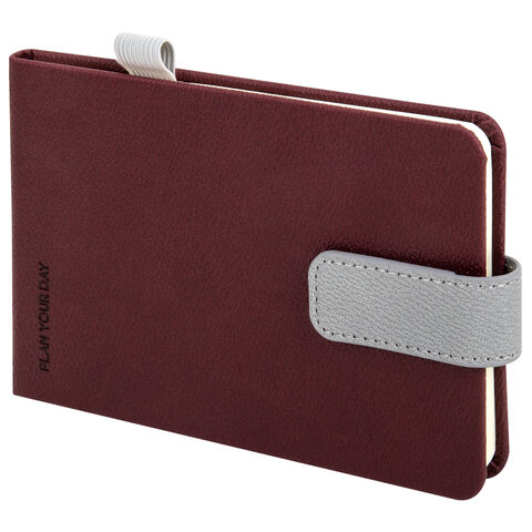 Еженедельник недатированный МАЛЫЙ ФОРМАТ 105х158 мм, BRAUBERG "Modern" под кожу, застежка, 64 листа, бордовый, 118658