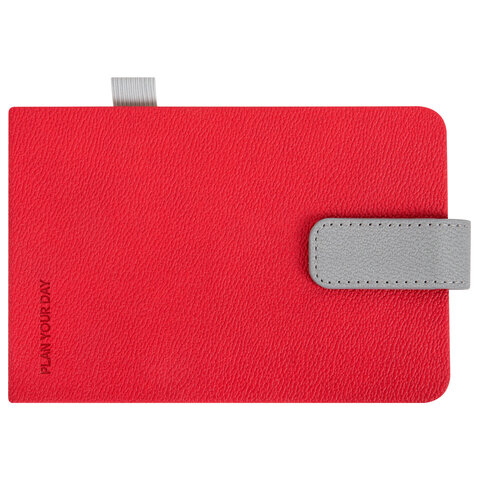 Еженедельник недатированный МАЛЫЙ ФОРМАТ 105х158 мм, BRAUBERG "Modern" под кожу, застежка, 64 листа, красный, 118659 - фото 2