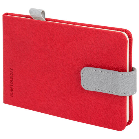 Еженедельник недатированный МАЛЫЙ ФОРМАТ 105х158 мм, BRAUBERG "Modern" под кожу, застежка, 64 листа, красный, 118659