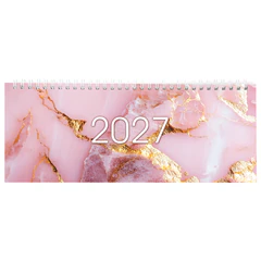 Планинг датированный 2027 285&times;112 мм, STAFF, гребень, картонная обложка, 64 листа, &laquo;Мрамор&raquo;, 118705