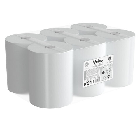 Полотенца бумажные рулонные 150 м, VEIRO Professional (H1) COMFORT, 1-слойные, КОМПЛЕКТ 6 рулонов, K211 - фото 2