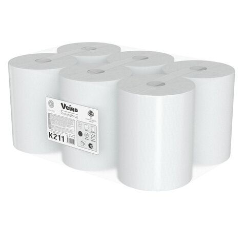 Полотенца бумажные рулонные 150 м, VEIRO Professional (H1) COMFORT, 1-слойные, КОМПЛЕКТ 6 рулонов, K211 - фото 3
