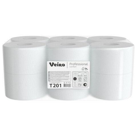 Бумага туалетная 190м, VEIRO Professional (Система T2), КОМПЛЕКТ 12шт, COMFORT, T201