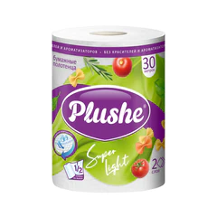 Полотенца бумажные бытовые, рулон 30 метров, 2-слойные, PLUSHE "Super Light" (ПЛЮШЕ)