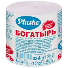 Бумага туалетная 57 м, PLUSHE "Богатырь" (ПЛЮШЕ), без втулки (эконом), серая