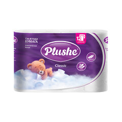 Бумага туалетная, спайка 12 шт., 2-слойная (12х18 м), PLUSHE "Classic" (ПЛЮШЕ), 100% целлюлоза
