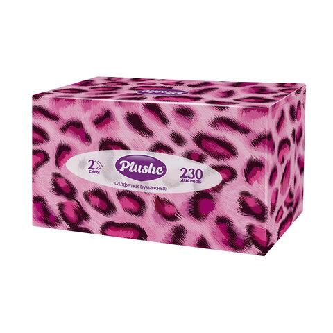 Косметические салфетки 230 штук в картонном боксе, 2-слойные, PLUSHE (ПЛЮШЕ), 20х20 см, 70820 - фото 10