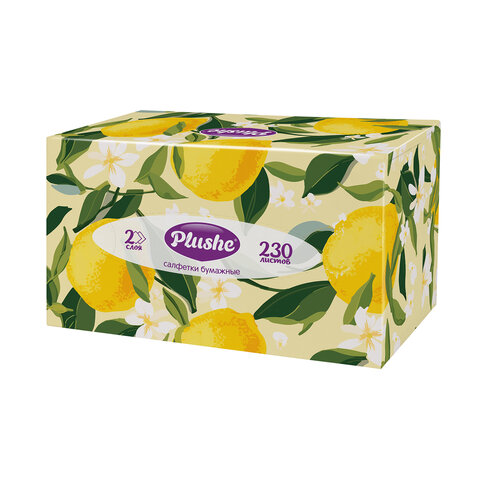 Косметические салфетки 230 штук в картонном боксе, 2-слойные, PLUSHE (ПЛЮШЕ), 20х20 см, 70820 - фото 11