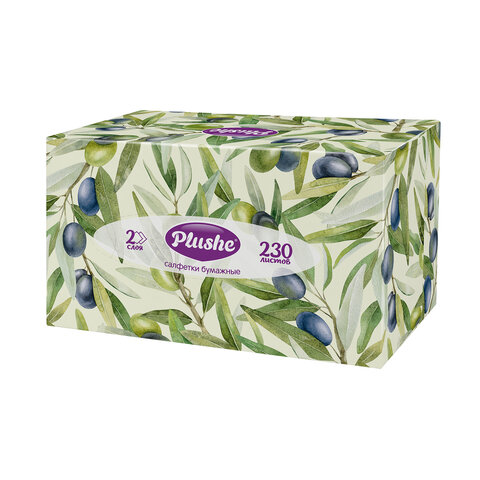 Косметические салфетки 230 штук в картонном боксе, 2-слойные, PLUSHE (ПЛЮШЕ), 20х20 см, 70820 - фото 5
