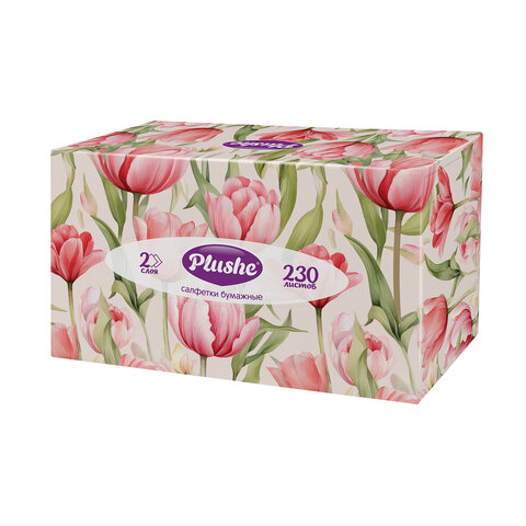 Косметические салфетки 230 штук в картонном боксе, 2-слойные, PLUSHE (ПЛЮШЕ), 20х20 см, 70820 - фото 12