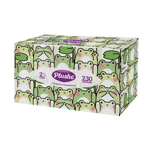 Косметические салфетки 230 штук в картонном боксе, 2-слойные, PLUSHE (ПЛЮШЕ), 20х20 см, 70820 - фото 4