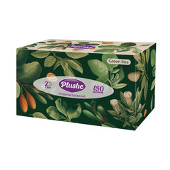 Косметические салфетки 180 штук в картонном боксе, 2-слойные, PLUSHE "Green Line" (ПЛЮШЕ), 20x20 см