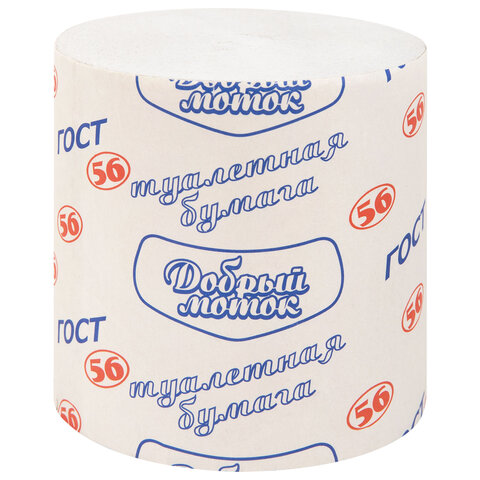 Бумага туалетная бытовая, 56 м, ДОБРЫЙ МОТОК, ГОСТ-56, без втулки (эконом), М-62