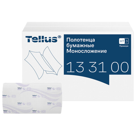 Полотенца бумажные 200 шт., Tellus/TORK (HT3) ПРЕМИУМ, КОМПЛЕКТ 20 пачек, 2-слойные, белые, 23х23 см, V-сложение, 133100