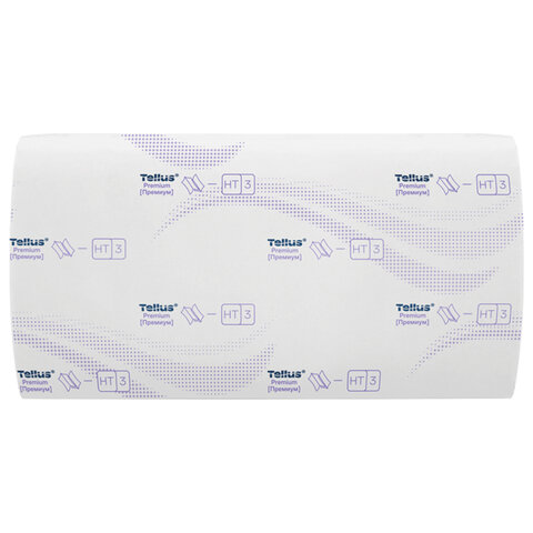 Полотенца бум. 200шт, Tellus/TORK (HT3) ПРЕМИУМ, КОМПЛЕКТ 20пачек, 2-сл, белые, 23х23, 133100