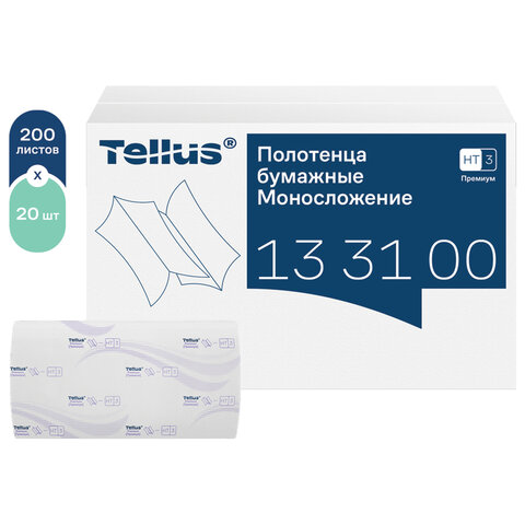 Полотенца бумажные 200 шт., Tellus/TORK (HT3) ПРЕМИУМ, КОМПЛЕКТ 20 пачек, 2-слойные, белые, 23х23 см, V-сложение, 133100 - фото 4