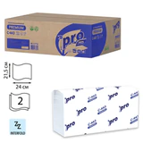 Полотенца бумажные 190 шт., PROtissue (H2) PREMIUM, 2-слойные, белые, КОМПЛЕКТ 21 пачка, 24х21,5 см, Z-сложение, С443
