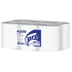 Полотенца бумажные с центральной вытяжкой 150 м, PROtissue (M1) PREMIUM, 2-слойные, белые, КОМПЛЕКТ 6 рулонов, С224