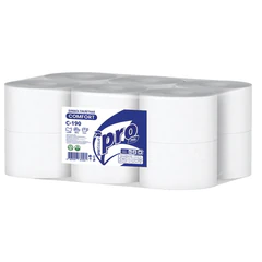 Бумага туалетная 200 метров, PROtissue (T2) COMFORT, 1-слойная, белая, КОМПЛЕКТ 12 рулонов, С190