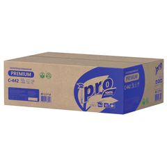Полотенца бумажные 200 шт., PROtissue (H2) PREMIUM, 2-слойные, белые, КОМПЛЕКТ 21 пачка, 24х21,5 см, Z-сложение, С442
