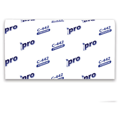 Полотенца бумажные 200 шт., PROtissue (H2) PREMIUM, 2-слойные, белые, КОМПЛЕКТ 21 пачка, 24х21,5 см, Z-сложение, С442 - фото 4