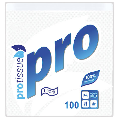 Салфетки бумажные 100 шт., 24х24 см, PROtissue COMFORT, белые, 100% целлюлоза, С184 - фото 2
