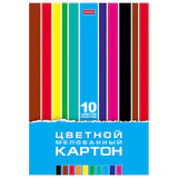 Картон цветной А4, МЕЛОВАННЫЙ, 10 листов, 10 цветов, в папке, HATBER, 195х280 мм, "Creative Set", 094760, 10Кц4_05809