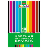 Цветная бумага А4 мелованная, 10л. 10цв., в папке, HATBER, 194х280мм, Creative Set, 0, 10Бц4м_05930