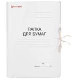 Папка для бумаг с завязками картонная мелованная BRAUBERG, гарантированная плотность 320 г/м2, до 200 листов, 121513