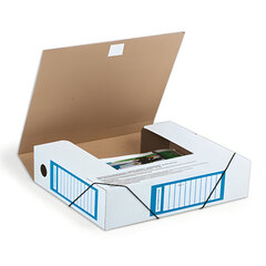 Папка архивная с резинкой А4 (325&times;250 мм), 75 мм, до 700 листов, плотная, микрогофрокартон, СИНЯЯ, BRAUBERG, 121810