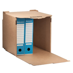 Короб архивный (330&times;310&times;340 мм) фронтальная загрузка для регистраторов/<wbr/>накопителей, липучка, гофрокартон, BRAUBERG, 122033