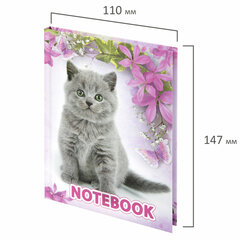 Блокнот МАЛЫЙ ФОРМАТ 110&times;147 мм, А6, 80 л., твердый, клетка, выборочный лак, BRAUBERG, &laquo;Котята&raquo;, 122192