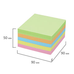 Блок для записей BRAUBERG в подставке прозрачной, куб 9&times;9&times;5 см, цветной, 122226