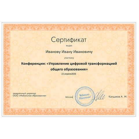 Сертификат-бумага для лазерной печати BRAUBERG, А4, 25 листов, 115 г/м2, "Оранжевый интенсив", 12262